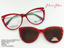 Cargar imagen en el visor de la galería, <div title='Genero CLIP-ON | Forma MUJER GATO | Color ROJO | | COMPLETOmmANCHOTOTAL | 140mmANCHODELENTE | 53mmALTURADELENTE | 16mmPUENTE | 143mmLONGITUDDEVARIL' > Missmoe-A006SP ROJO </div>