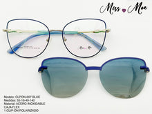 Cargar imagen en el visor de la galería, <div  title='Genero MUJER | Forma GATO  | Color AZUL   | COMPLETO | 148mmANCHOTOTAL | 54mmANCHODELENTE | 47mmALTURADELENTE | 16mmPUENTE | 140mmLONGITUDDEVARILLA | ' > CLPON-007 BLUE </div>
