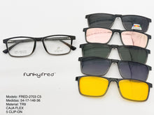 Cargar imagen en el visor de la galería, <div  title='Genero CLIP-ON | Forma UNISEX RECTANGULAR | Color  GRIS NEGRO |  | COMPLETOmmANCHOTOTAL | 140mmANCHODELENTE | 53mmALTURADELENTE | 35mmPUENTE | 17mmLON' > FRED-2703 C5 </div>
