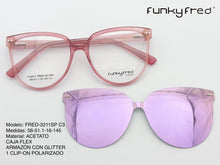 Cargar imagen en el visor de la galería, <div  title='Genero MUJER | Forma REDONDO  | Color GLITTER ROSA  | COMPLETO | 140mmANCHOTOTAL | 54mmANCHODELENTE | 50mmALTURADELENTE | 16mmPUENTE | 145MMLONGITUDDE' > FRED-3211SP C3 </div>
