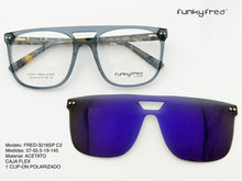 Cargar imagen en el visor de la galería, <div  title='Genero UNISEX | Forma AVIADOR CUADRADO | Color AZUL   | COMPLETO | 147mmANCHOTOTAL | 57mmANCHODELENTE | 49mmALTURADELENTE | 19mmPUENTE | 145MMLONGITUD' > FRED-3216SP C2 </div>
