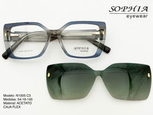 Cargar imagen en el visor de la galería, <div  title='Genero MUJER | Forma RECTANGULAR  | Color AZUL   | COMPLETO | 138mmANCHOTOTAL | 51mmANCHODELENTE | 43mmALTURADELENTE | 16mmPUENTE | 145MMLONGITUDDEVAR' > N1005 C3 </div>
